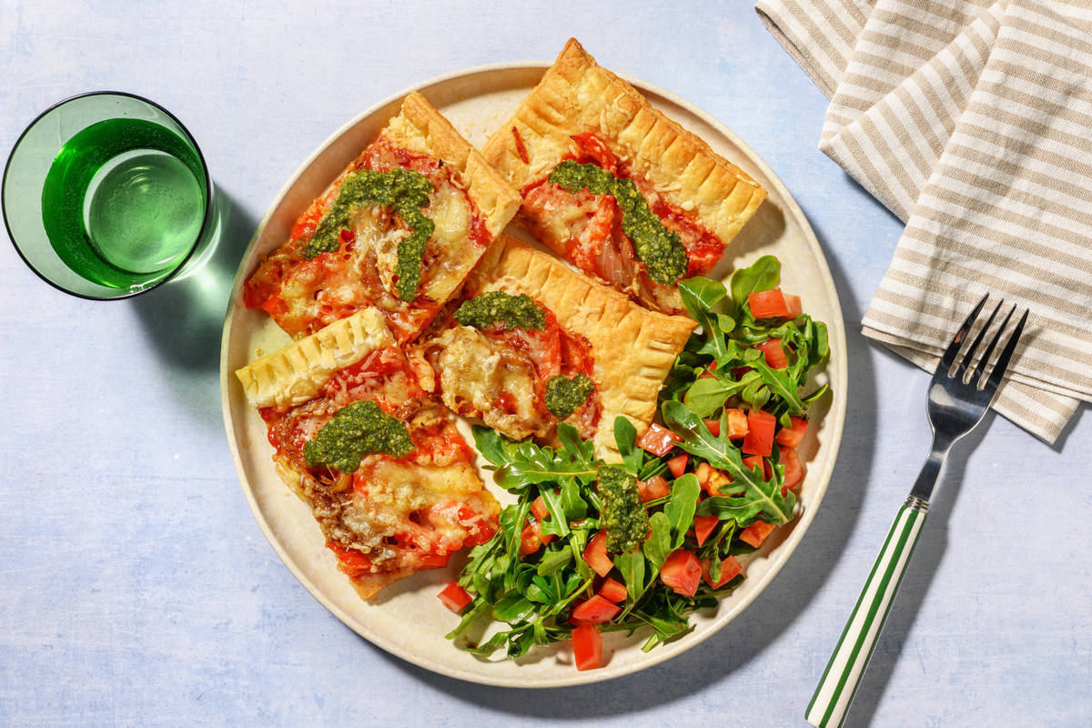Caramelised Onion, Cheddar and Roasted Pepper Tart