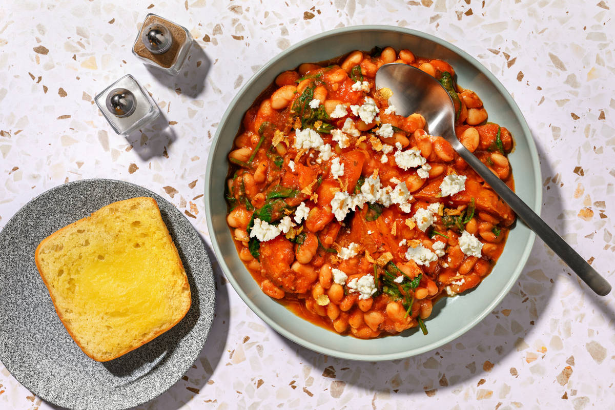Smoky Harissa Butter Beans and Toasted Ciabatta