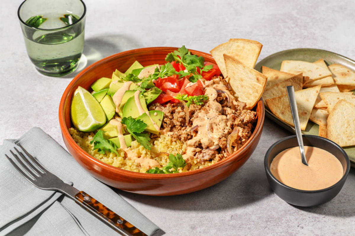 Tex-mex Style Lean Beef Mince Bulgur bowl