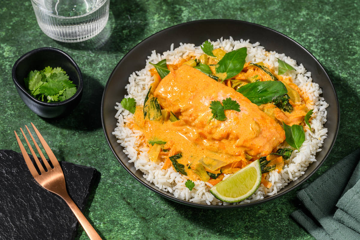 Chu Chi : curry rouge de saumon à la thaï