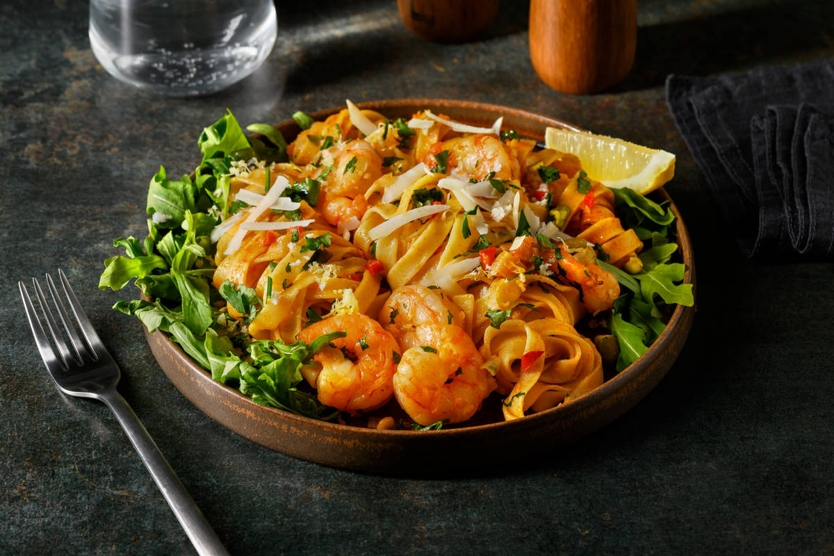 Tagliatelle aux crevettes & pangrattato