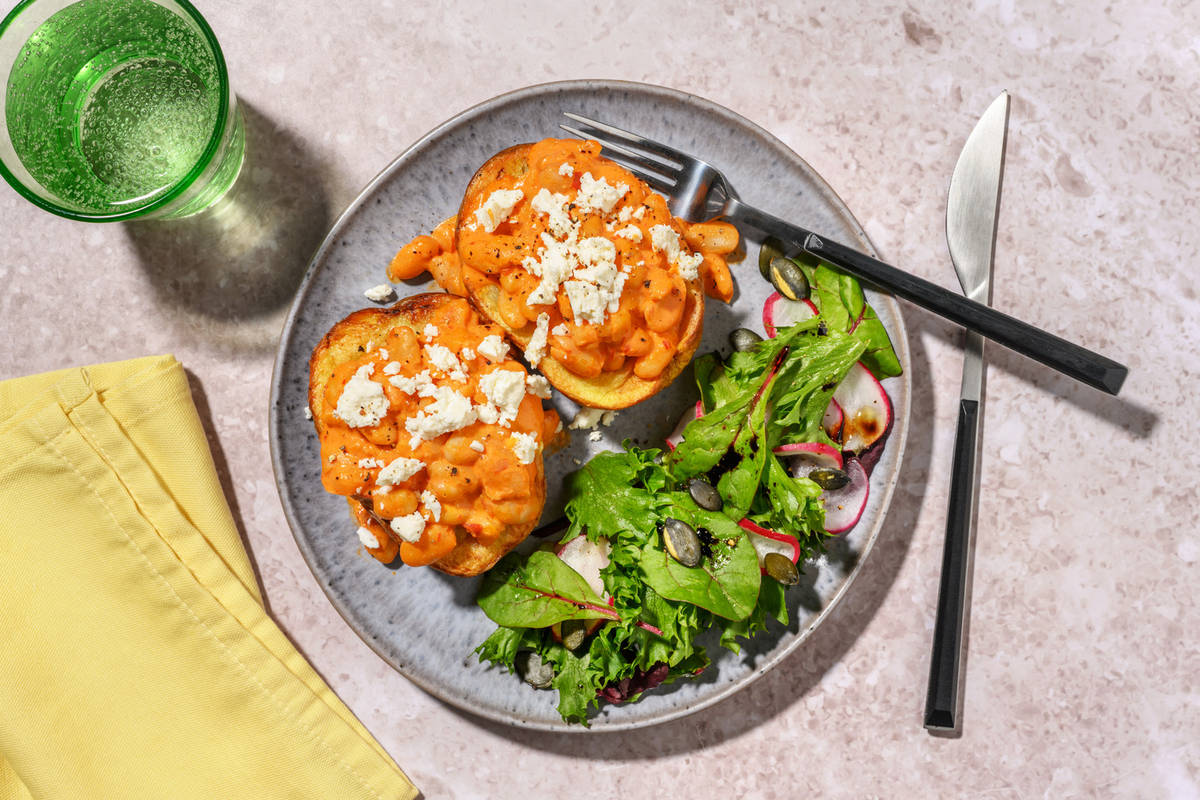 Harissa Butter Bean Loaded Jacket Potato