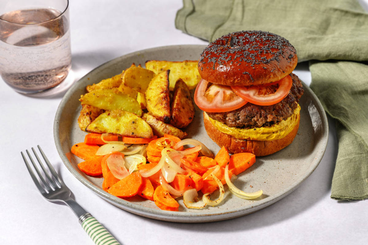 Burger picante con salsa de curry massaman