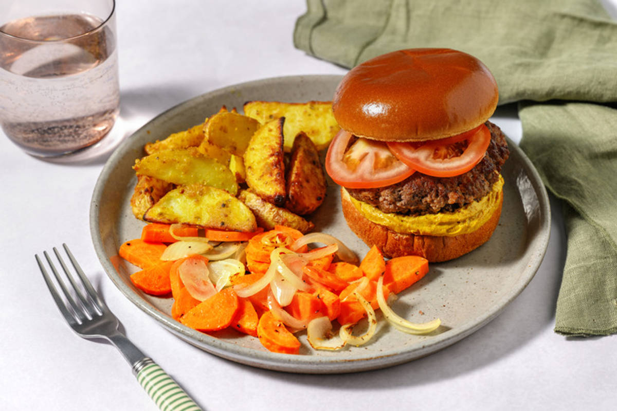 Burger picante con salsa de curry massaman
