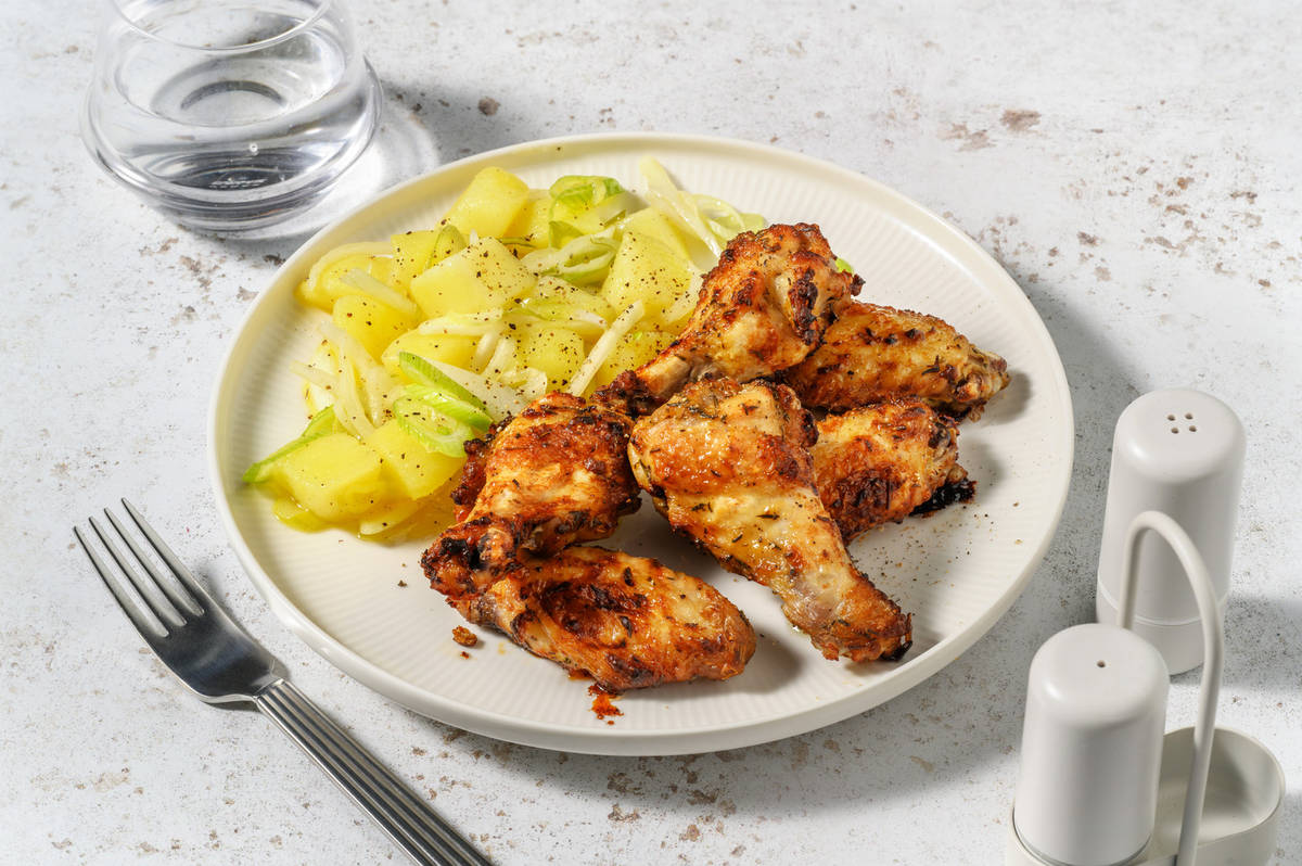 Extra de alitas de pollo con miel y mostaza en grano