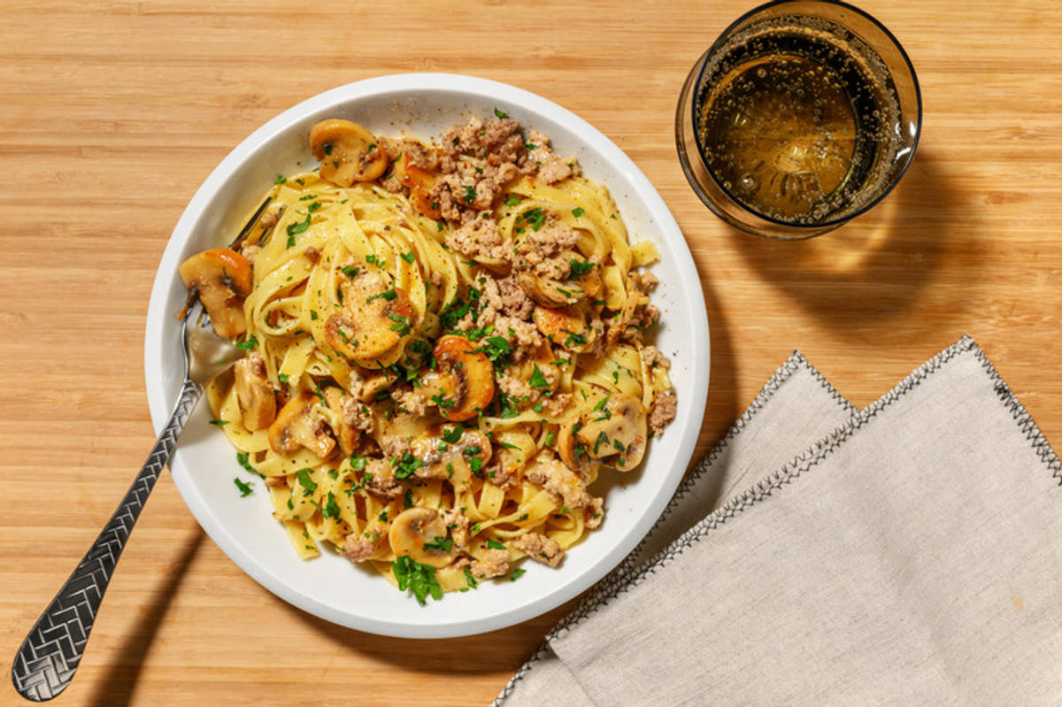 Pork Stroganoff Style Tagliatelle