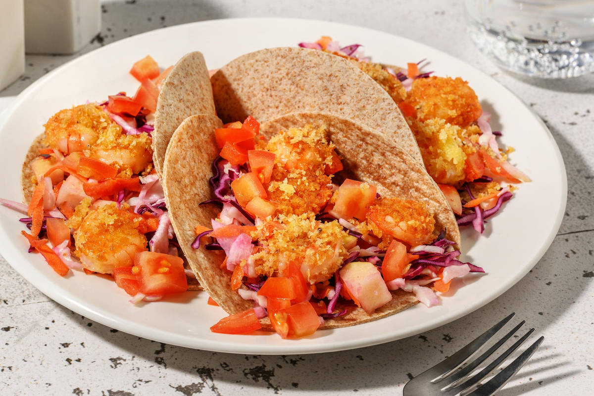 Wraps met krokant gebakken garnalen