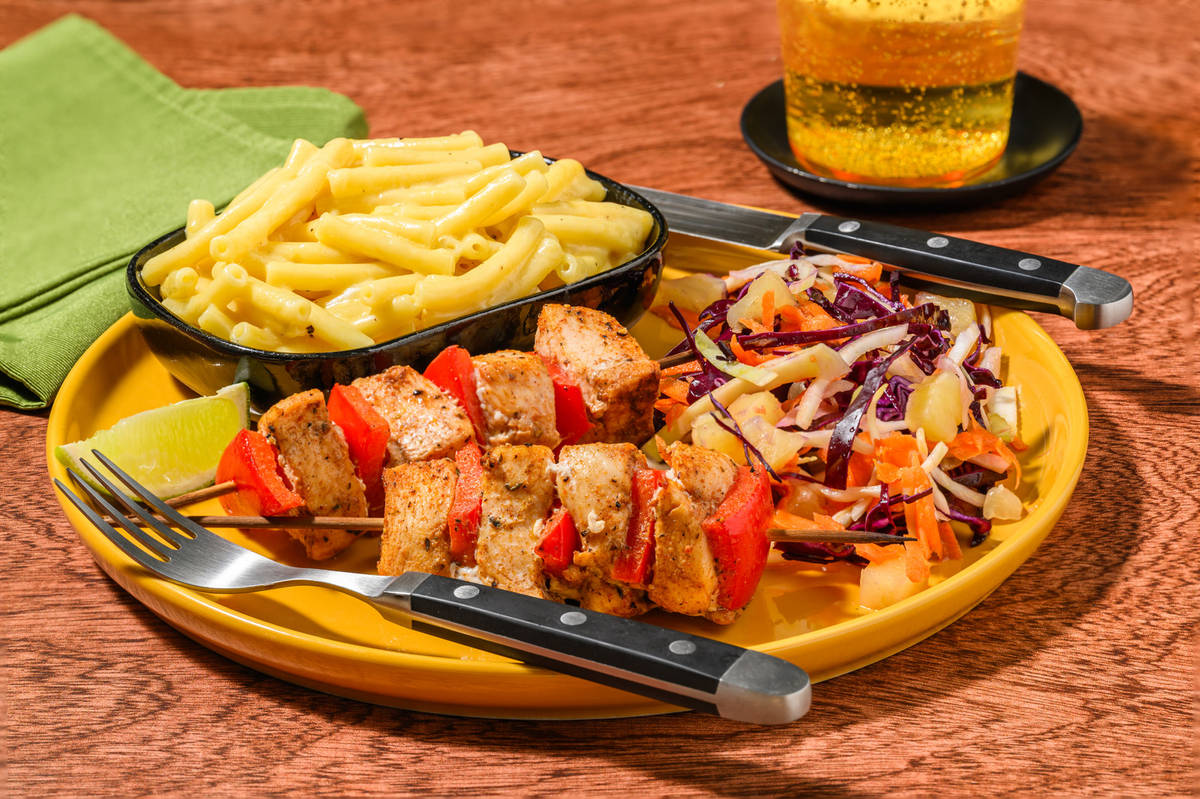 Jamaican Inspired Smoky Chicken and Pepper Kebabs