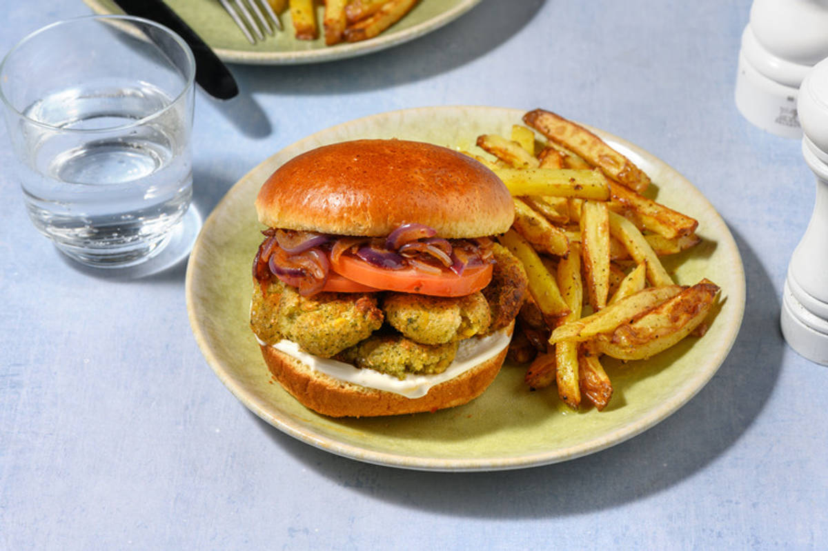 Smashed Falafel and Aioli Burger