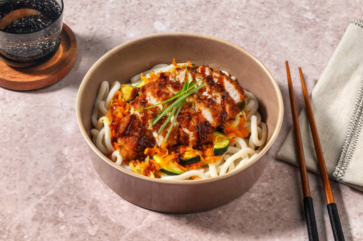 Katsu udon: extra de cerdo crujiente con noodles