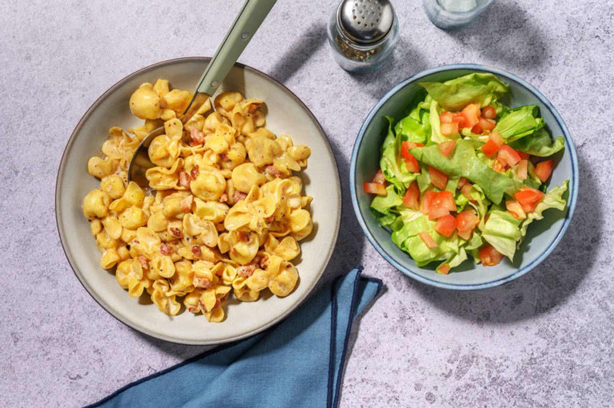 Truffled Bacon with Spinach and Mushroom Fiorelli with Irish Chicken