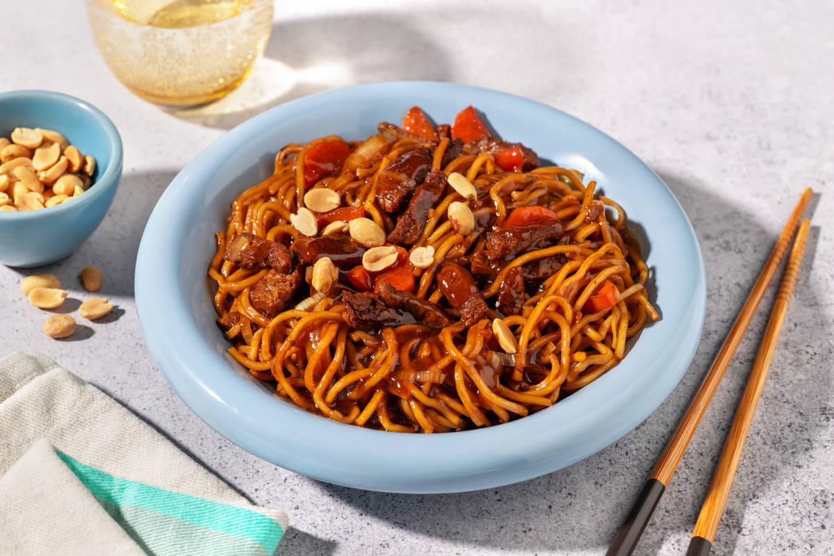 Wok de nouilles aux émincés veggie & légumes