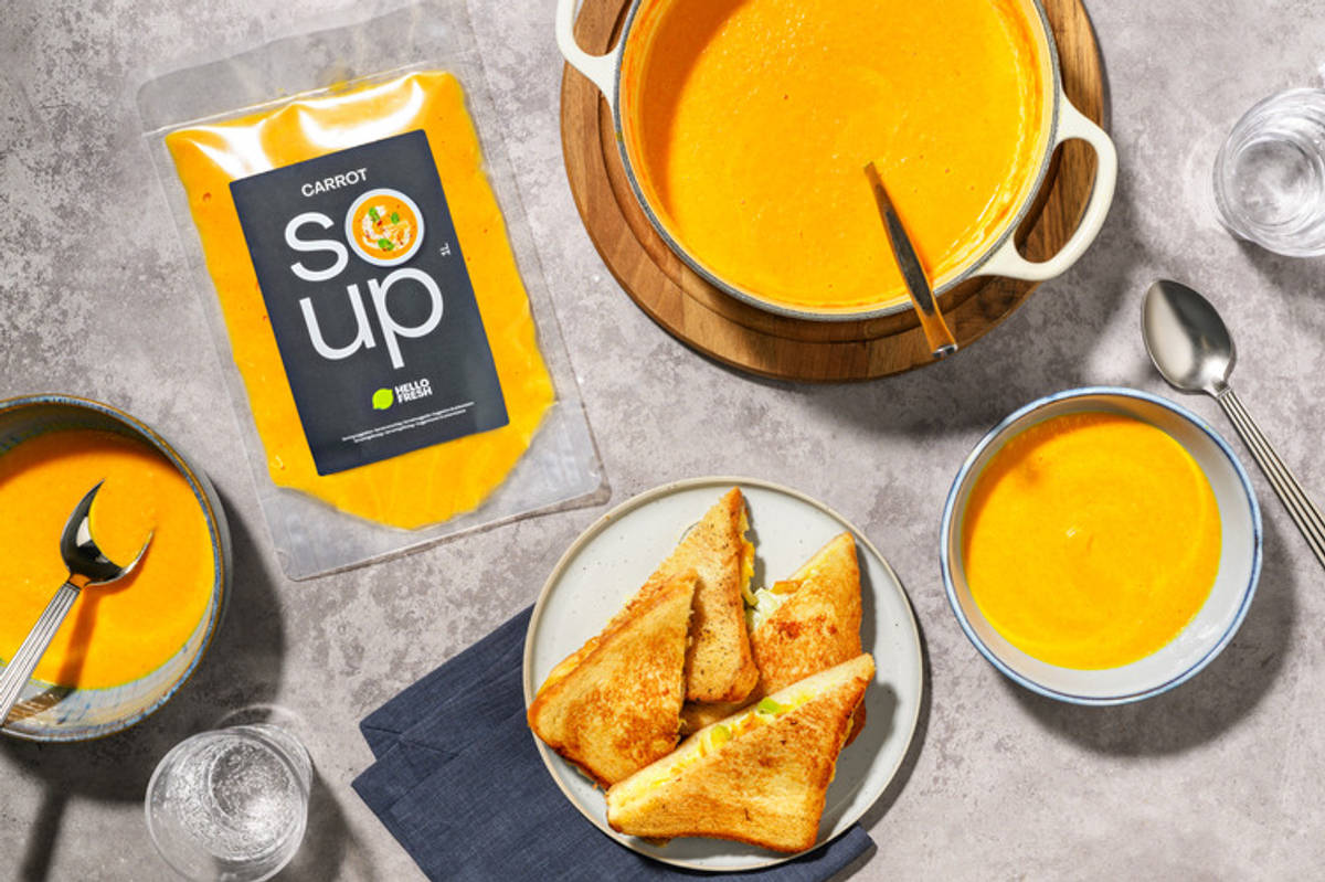 Carrot Soup and Double Cheese Toastie