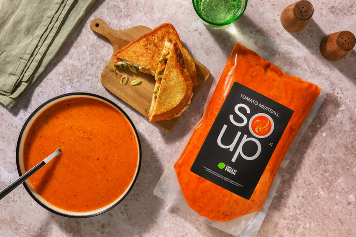 Tomato Meatball Soup and Double Cheese Toastie