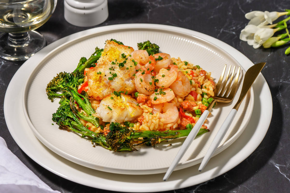 Monkfish, Prawn and Chorizo Paella