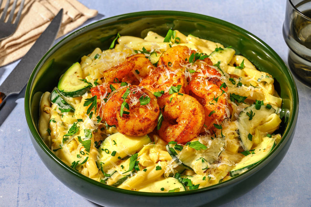 Currygarnalen met casarecce en beurre blanc