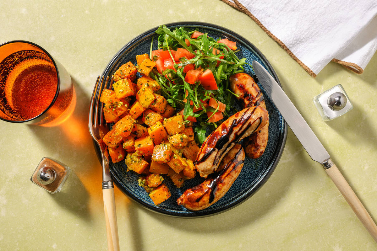 Sausages and Roasted Butternut Squash