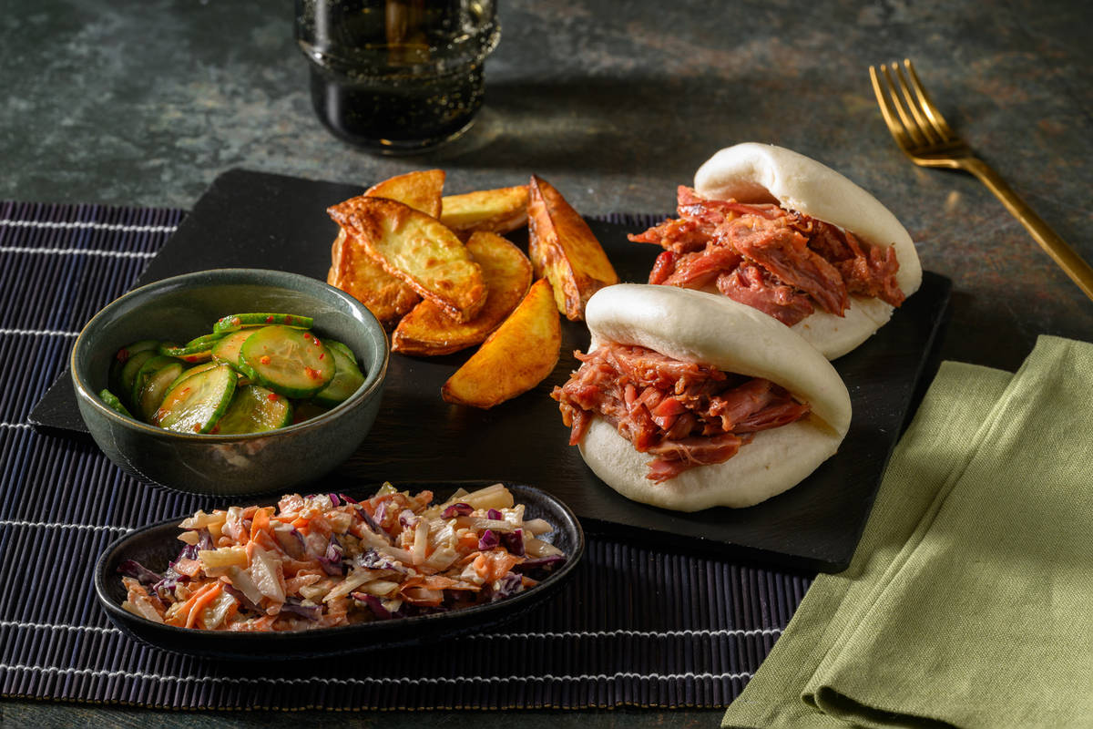 Hoisin Duck Bao and Fries