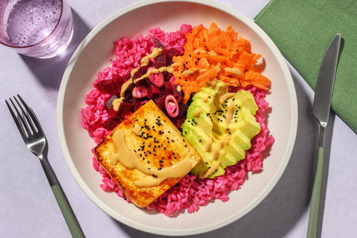 Japanische Sakura Bowl! mit pinkem Reis