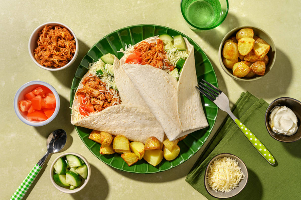 Harissa Spiced Pulled Pork Wraps