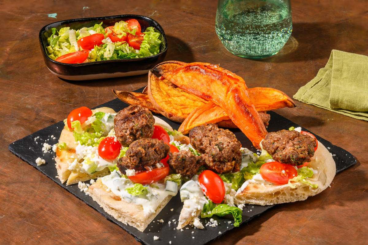 Herby Lamb Koftas on Garlic Naans