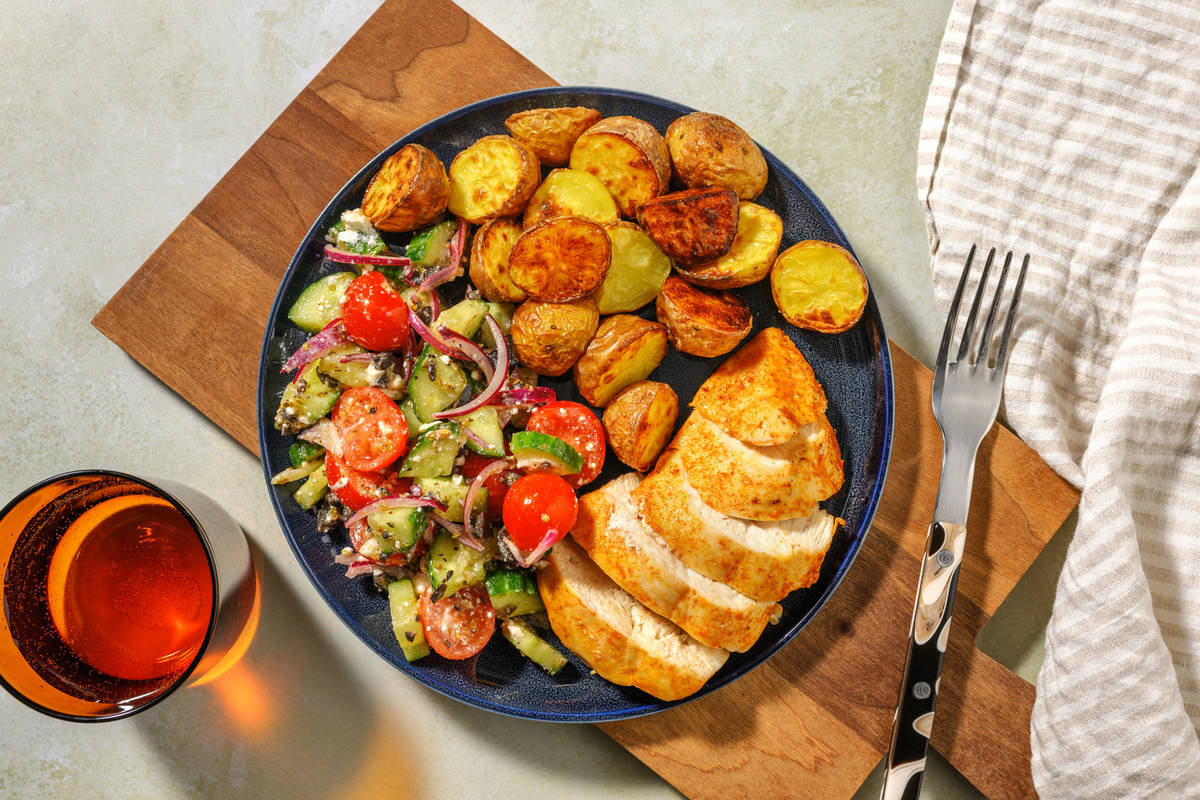 Roast Double Chicken and Greek Salad