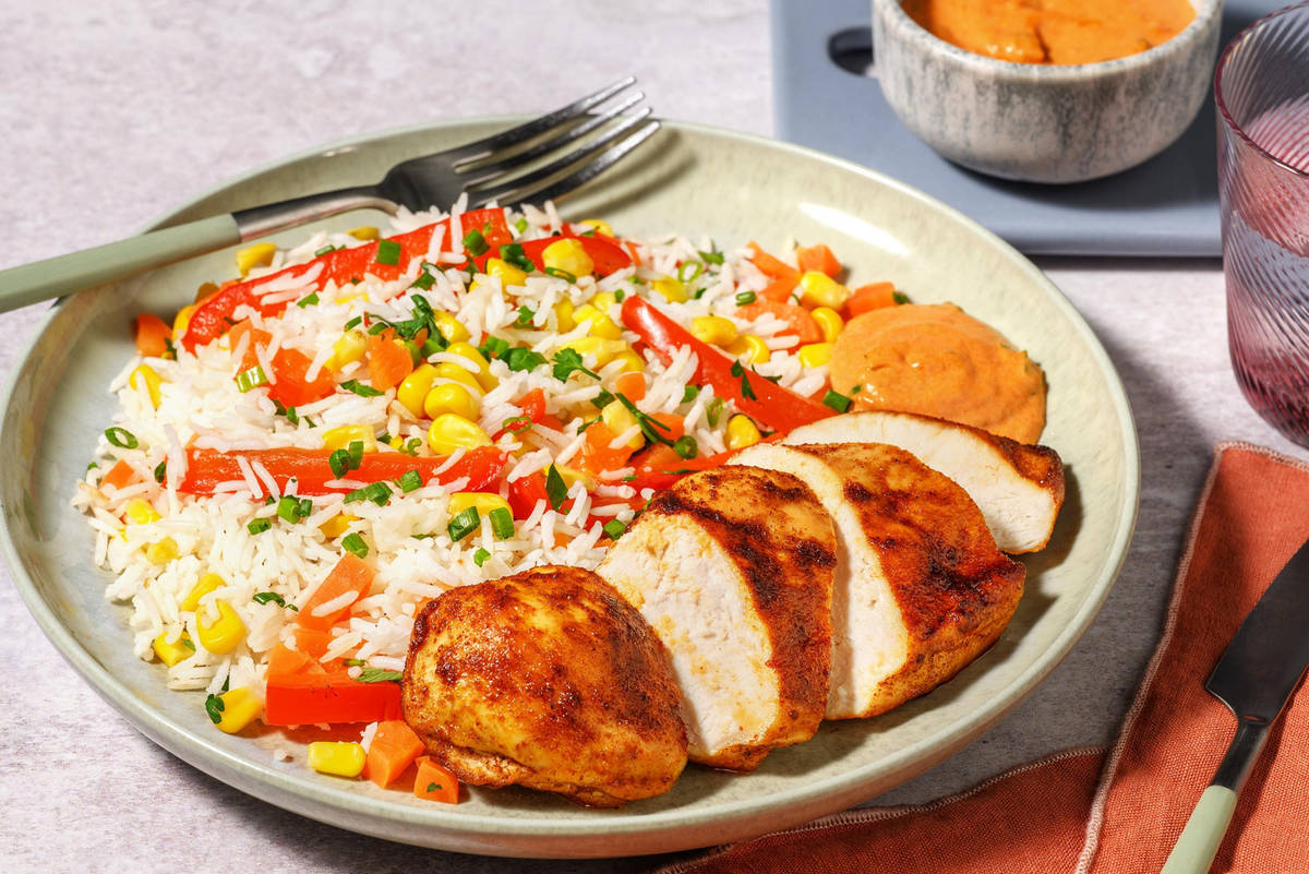 Bunter Reis mit Hähnchen