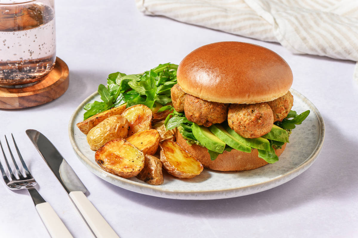 Double Falafel and Avo burger