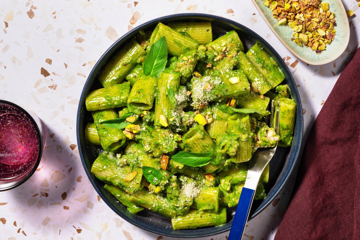 Supergroene varkensrigatoni alla ragù bianco