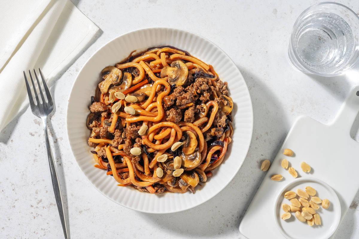 One Pan Spicy Teriyaki Beef Udon