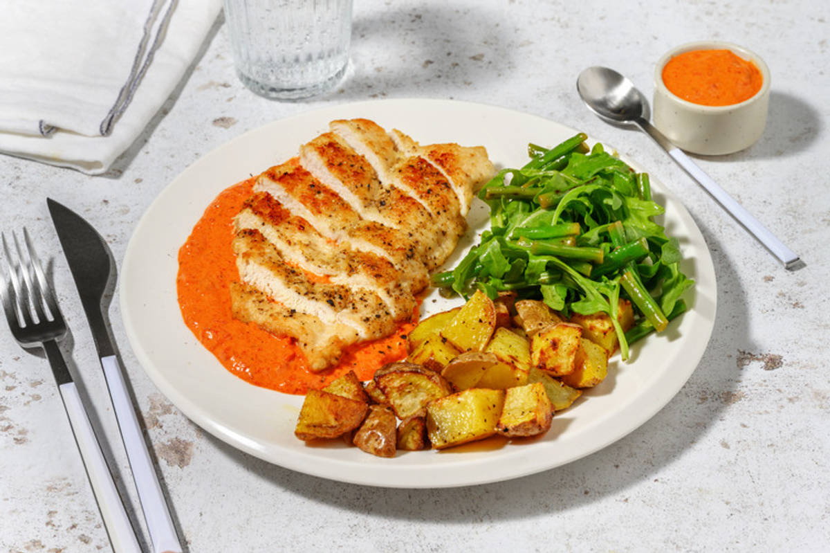 Butterflied Chicken and Romesco Yoghurt Sauce