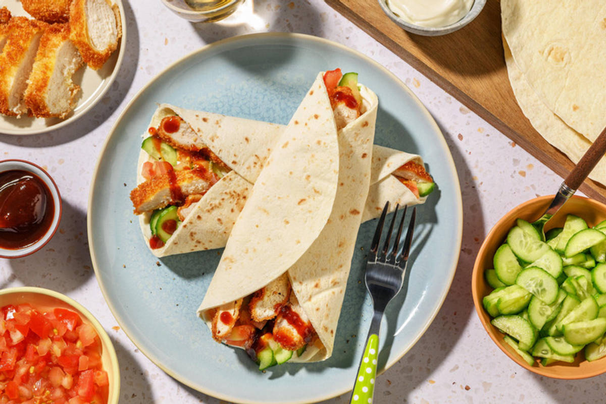 BBQ Crumbed Double Chicken Wrap
