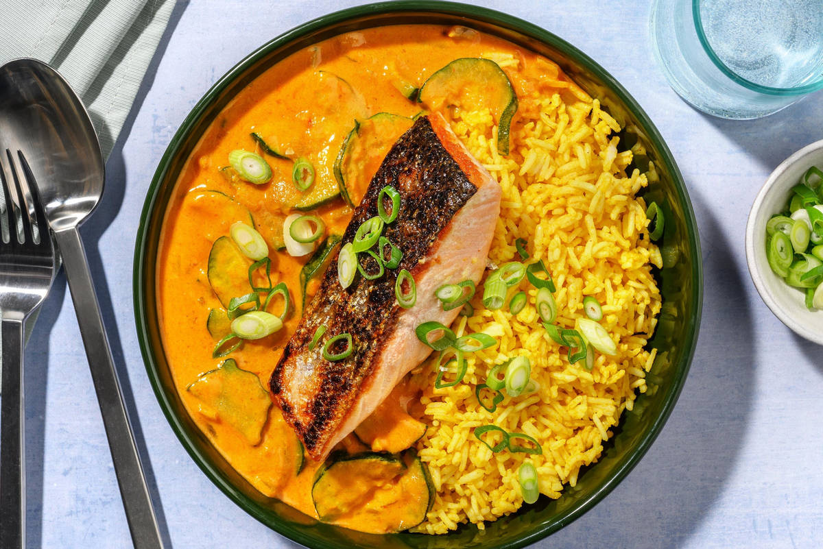 Bio-Rindersteak in Thai-Curry-Soße