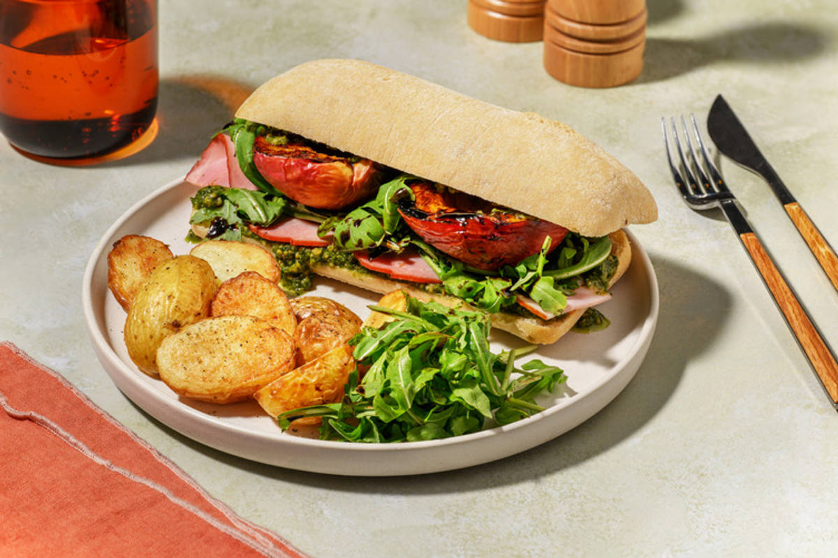 Ham and Nectarine Pesto Sandwich