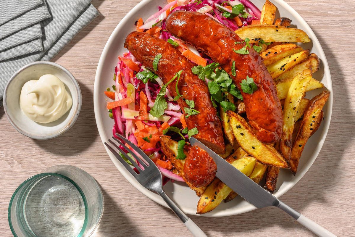 Sticky BBQ Glazed Double Sausages