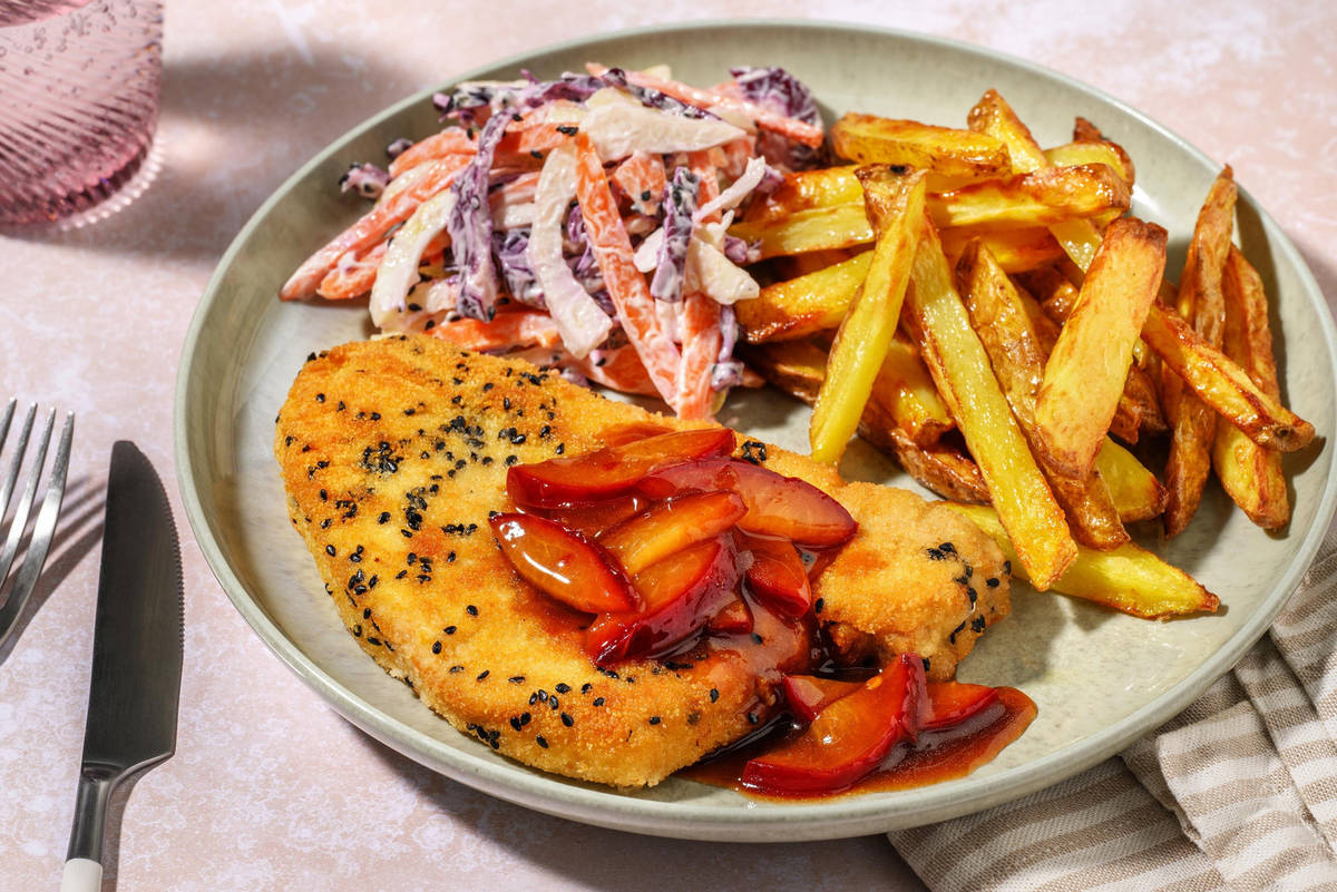 Crispy Chicken Schnitzel and Hoisin Plum Sauce