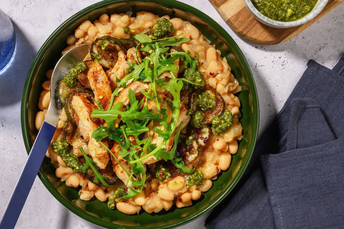 Herby Roast Chicken Breast on Butter Beans