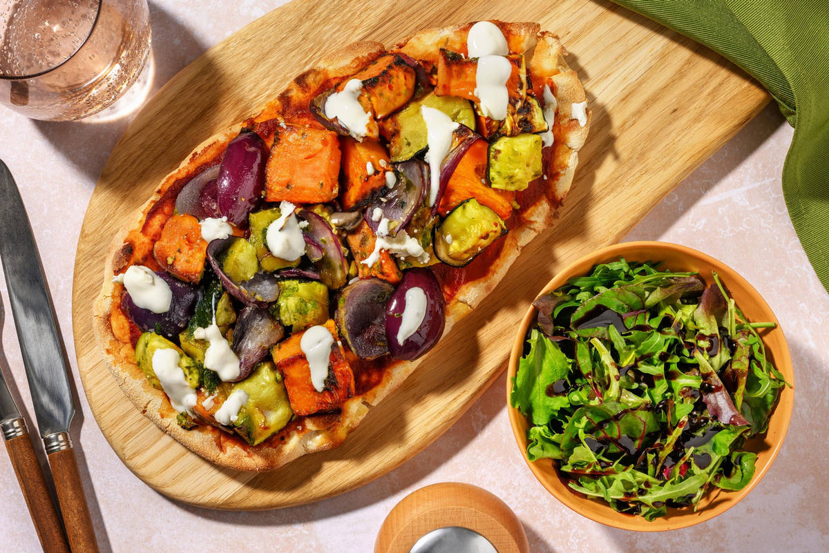 Roasted Mediterranean Style Veg Loaded Naan