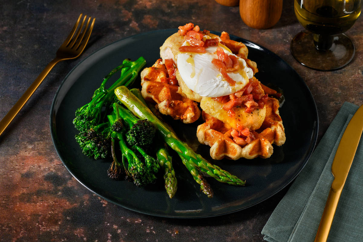 Maple Bacon Butter Fried Chicken and Waffles