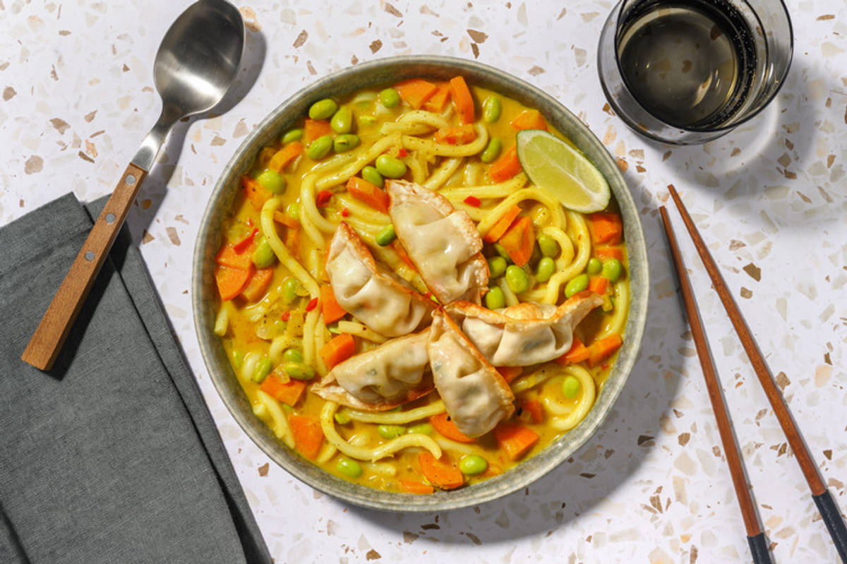 Gyoza in Katsu Curry with Prawns