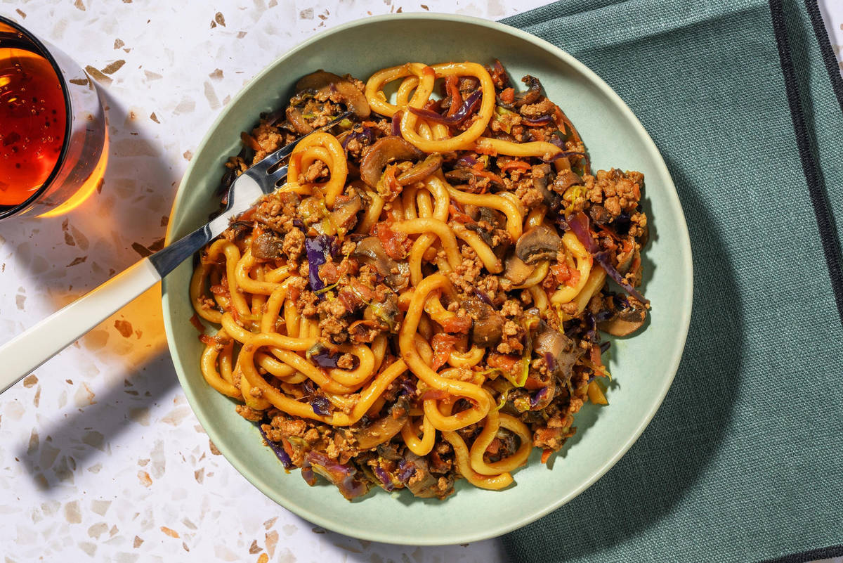 One Pan Ginger Miso Beef Udon