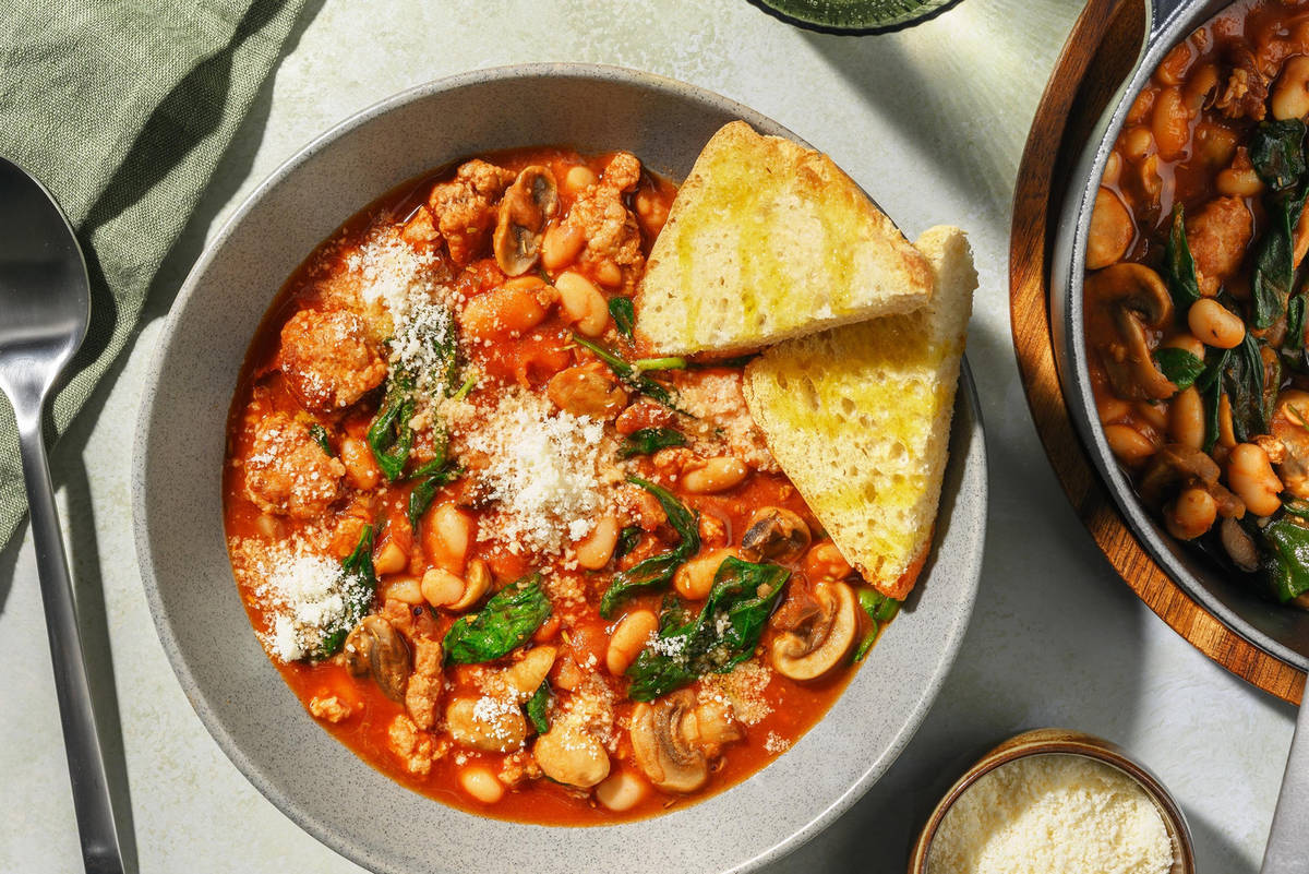 One Pot Sausage, Butter Bean & Mushroom Cassoulet