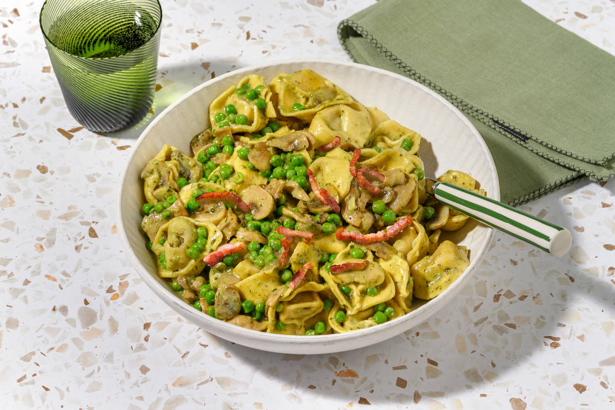 Easy Peasy Bacon, Spinach and Ricotta Tortelloni