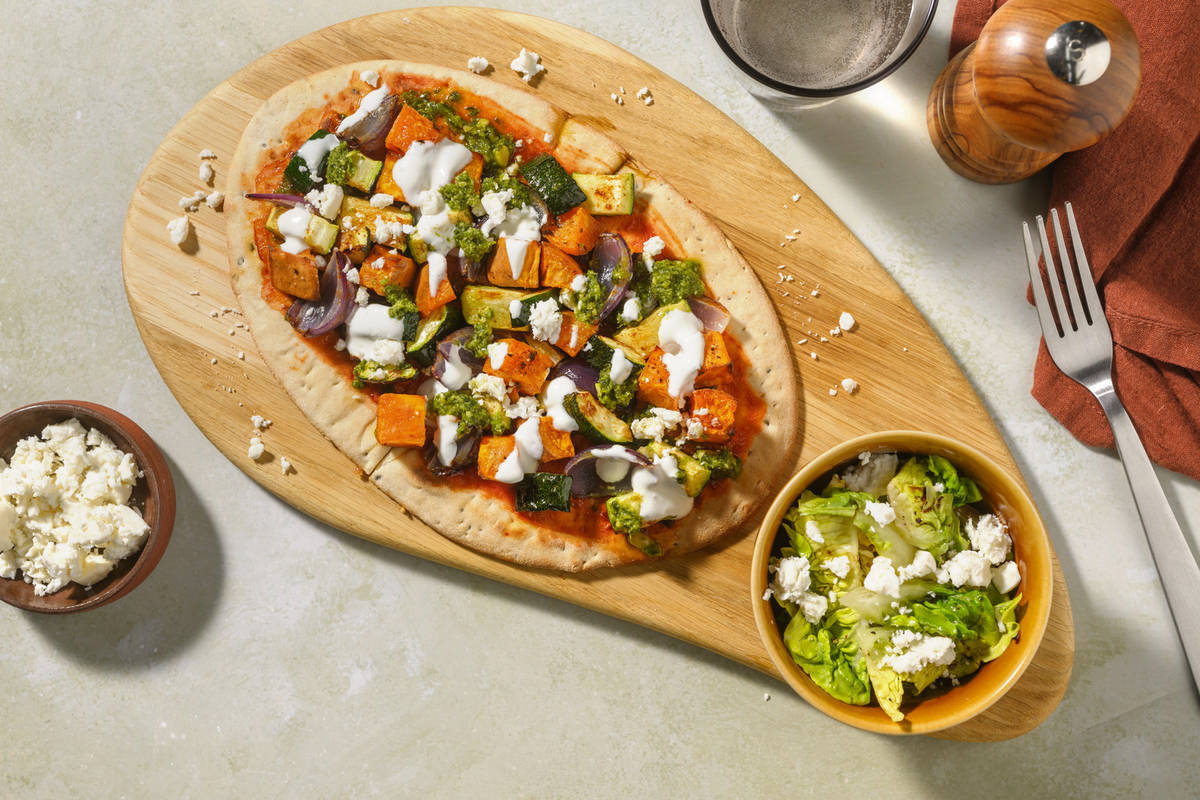 Roasted Mediterranean Style Veg Loaded Naan