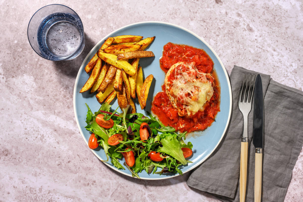 Fuss-Free Cheesy Marinara Chicken and Chorizo Bake