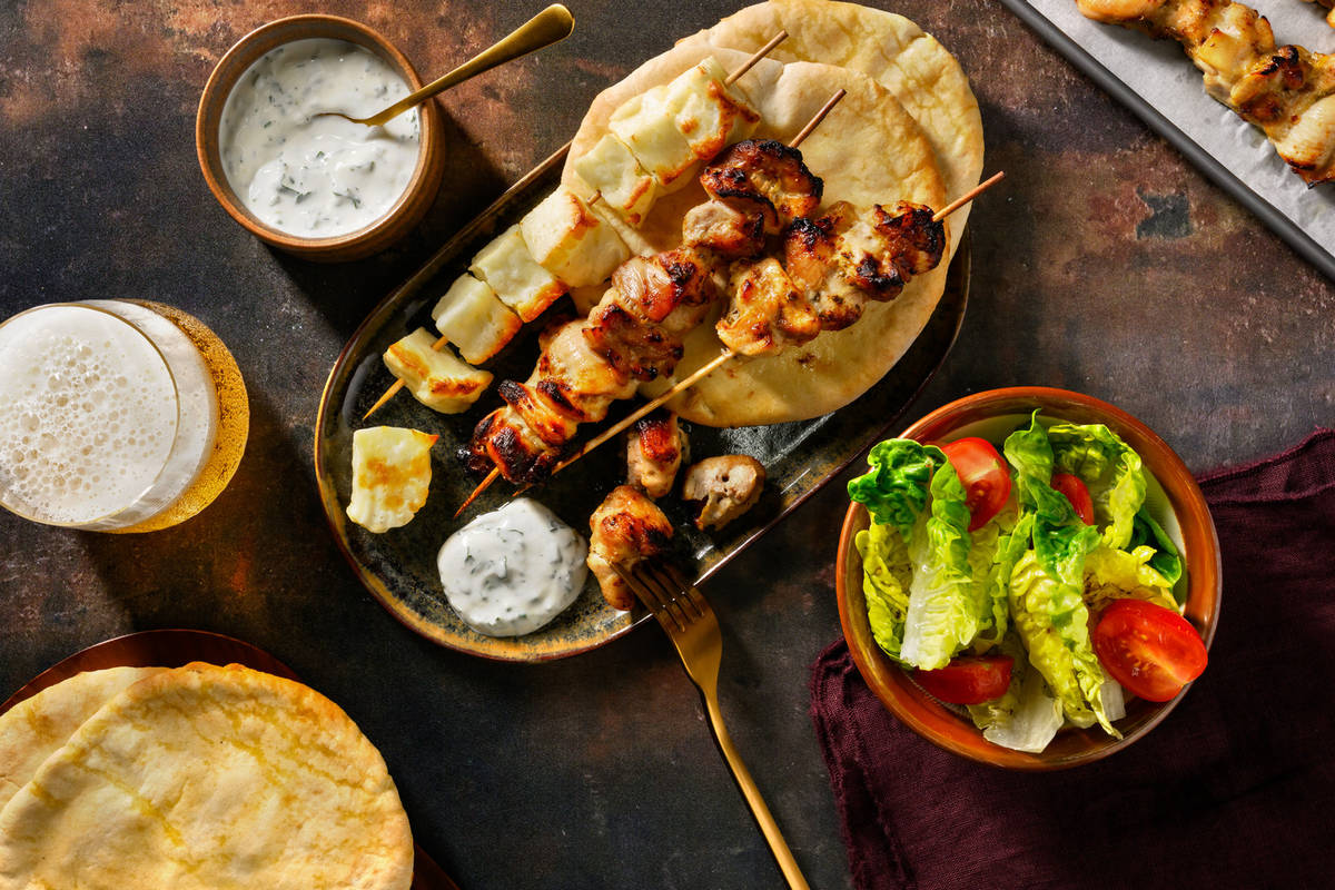 Greek Style Chicken and Halloumi BBQ Skewers