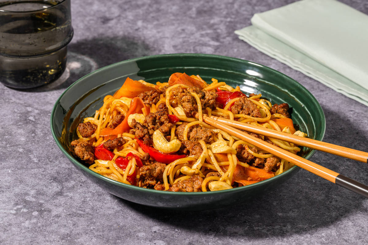 Cashew Beef Stir-Fry and Noodles