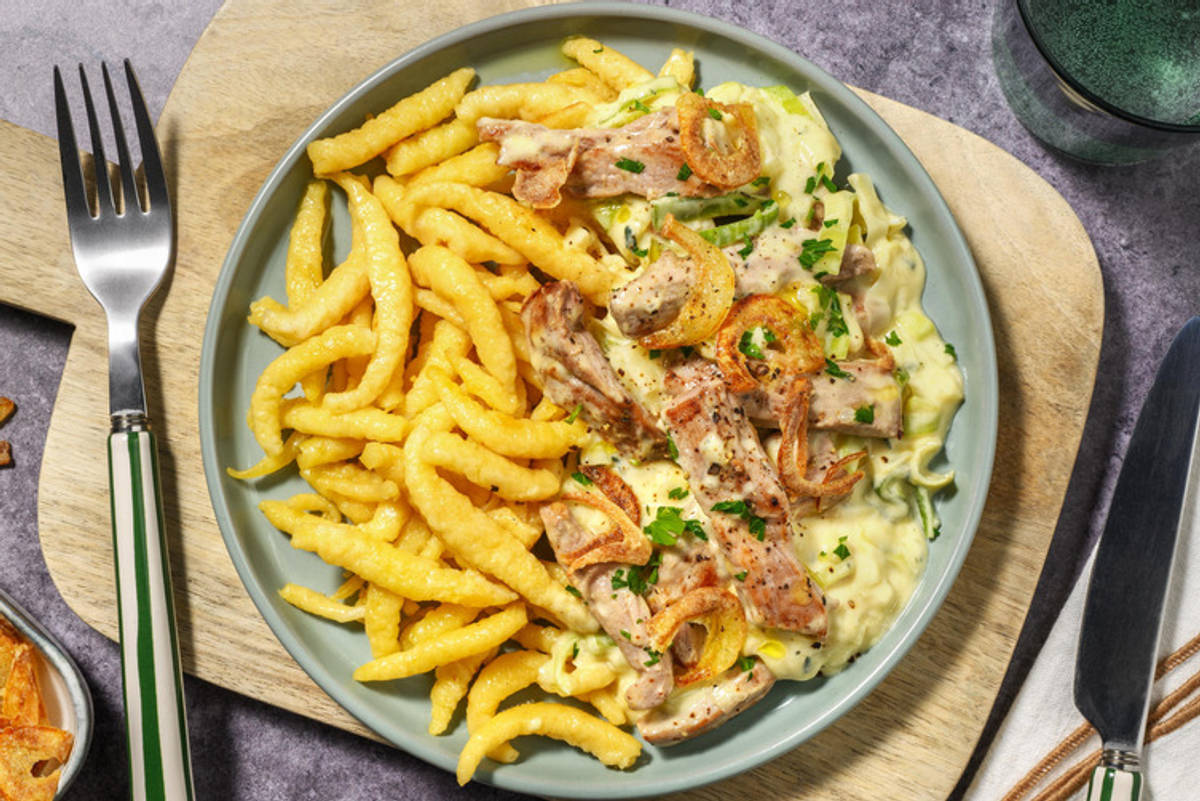Omas Schweinegeschnetzeltes in Senfrahm