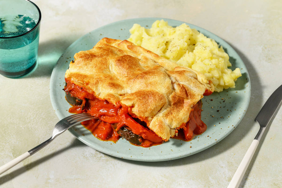 Chermoula Roasted Veg Puff Pastry Pie