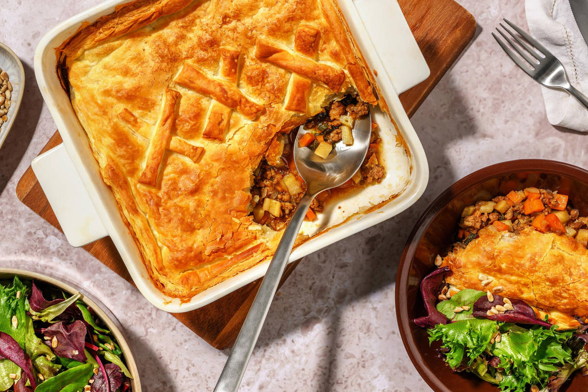 Tourte à la viande de porc, panais et carotte